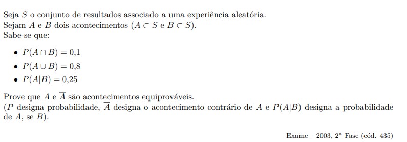 Exame Matemática 2003 2ª Fase, probabilidade condicionada