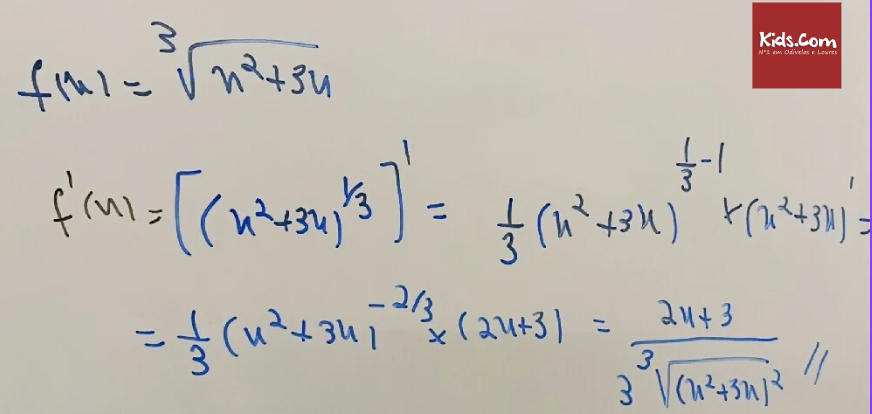 Derivada da raiz cúbica de uma função