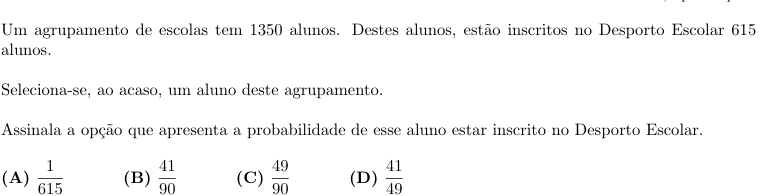 Estudo das probabilidades - Preparação Exame