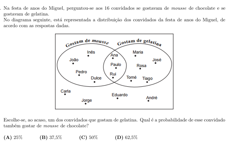 Estudo das probabilidades - Preparação Exame