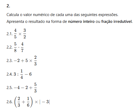 Operações com números racionais