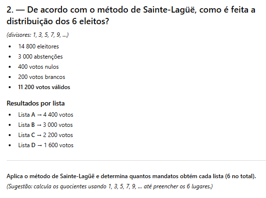 Exercícios de revisão Modelos Matemáticos na partilha