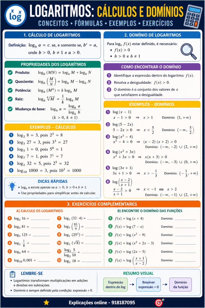 Exercícios de revisão função logarítmica