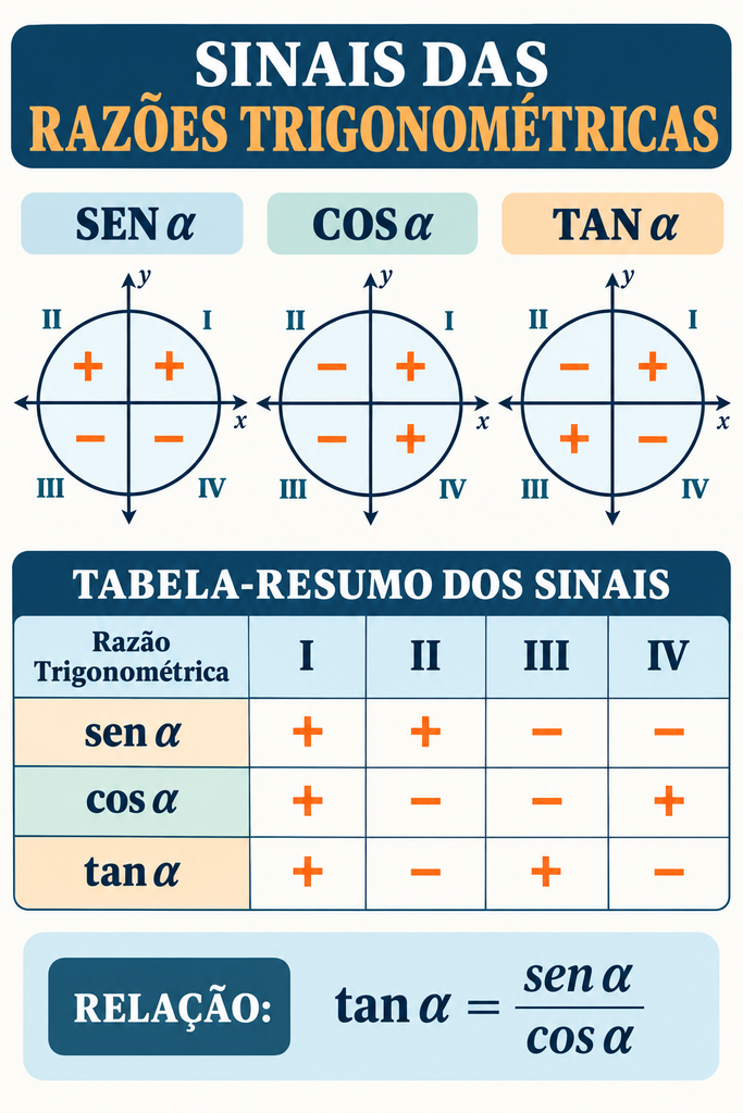 Estudo do sinal das Funções trigonométricas